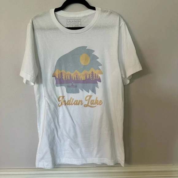 Lala Sista Los Angeles Indian Lake Short Sleeve Graphic Cotton Tee Size L GUC - Picture 3 of 5